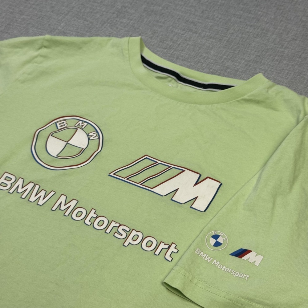 PUMA BMW Motorsport T-Shirt Mens XL Green Graphic Crew Neck Tagless Cotton